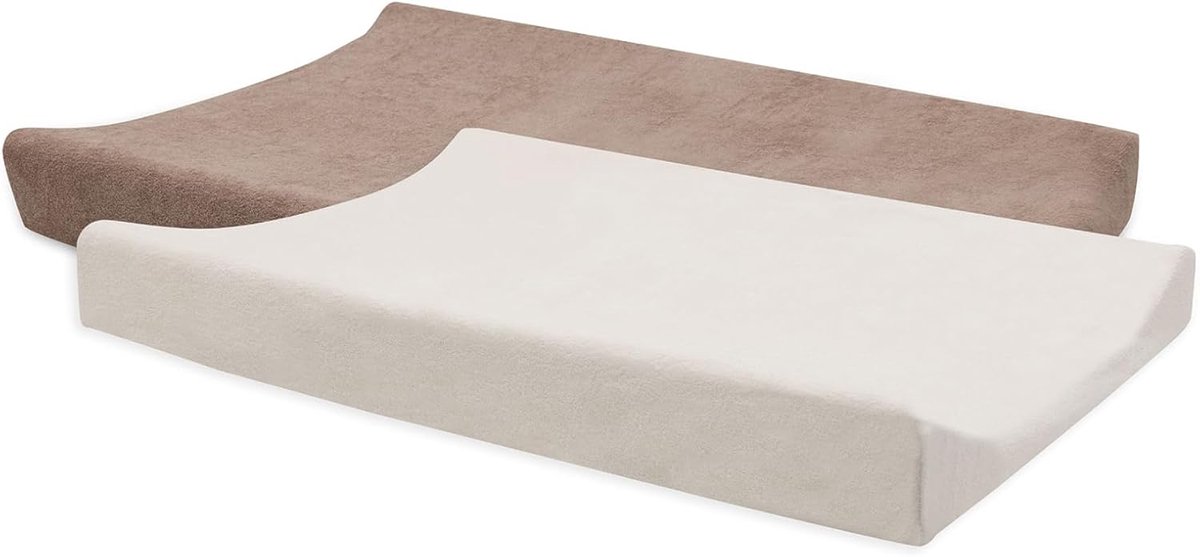 SnelShoppen - Aankleedkussenovertrek Set van 2, Badstof, Milky Coffee/Ivory, 50x70 cm, Zacht, Oeko-Tex, Comfortabel voor Baby, Stijlvol, Geschikt voor