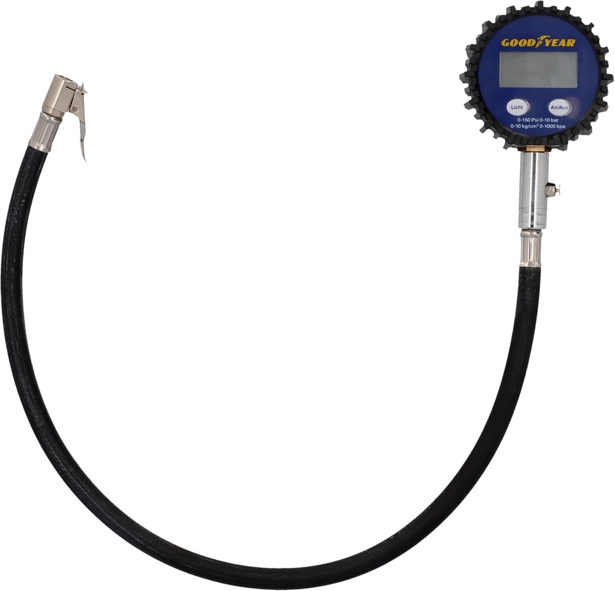 Thijox - Digitale Bandenspanningsmeter met Verlichting, Drukmeter voor Auto, Motorfiets, Vrachtwagen, Meetbereik 0-10 Bar, Slanglengte 50 cm, Zwart