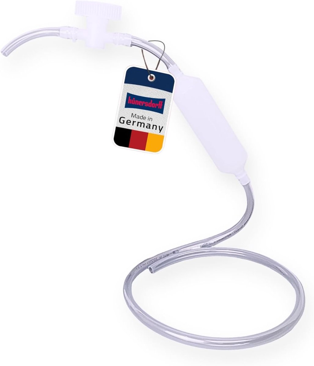 Thijox - Aanzuigpomp met Afsluitkraan en Slang - Transparant - Made in Germany - Ideaal voor Camping, Tuin, Keuken en Vakhandel
