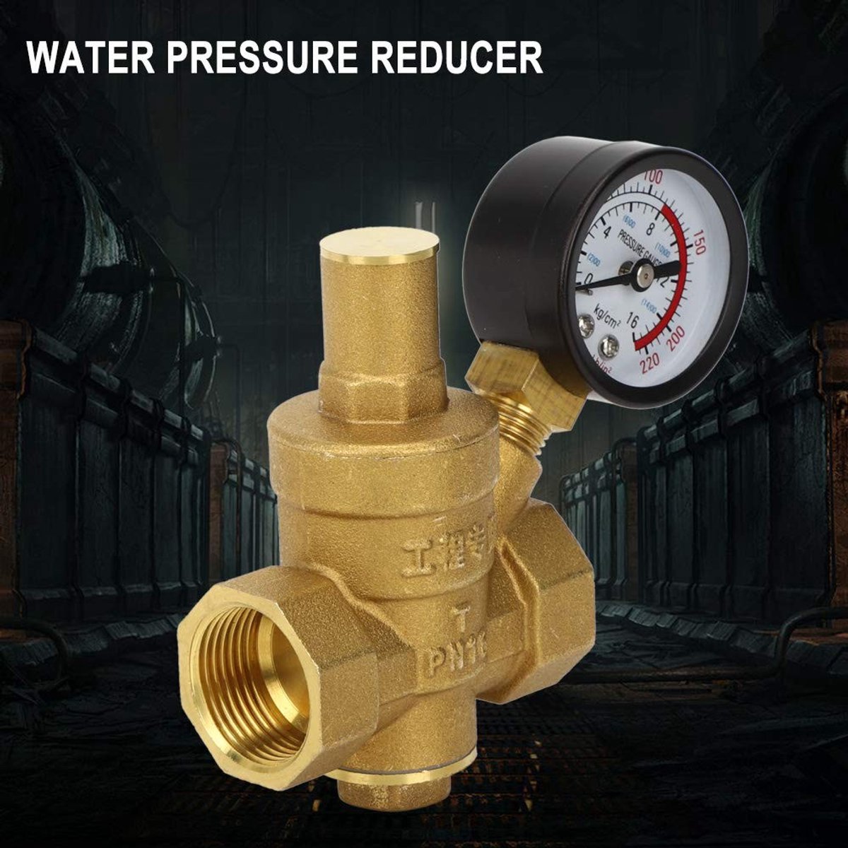 Dailygoods- Drukregelaar 16 kg/cm2 - Waterdrukregelaar - Verstelbaar - Messing - Inclusief manometer - Schokbestendig