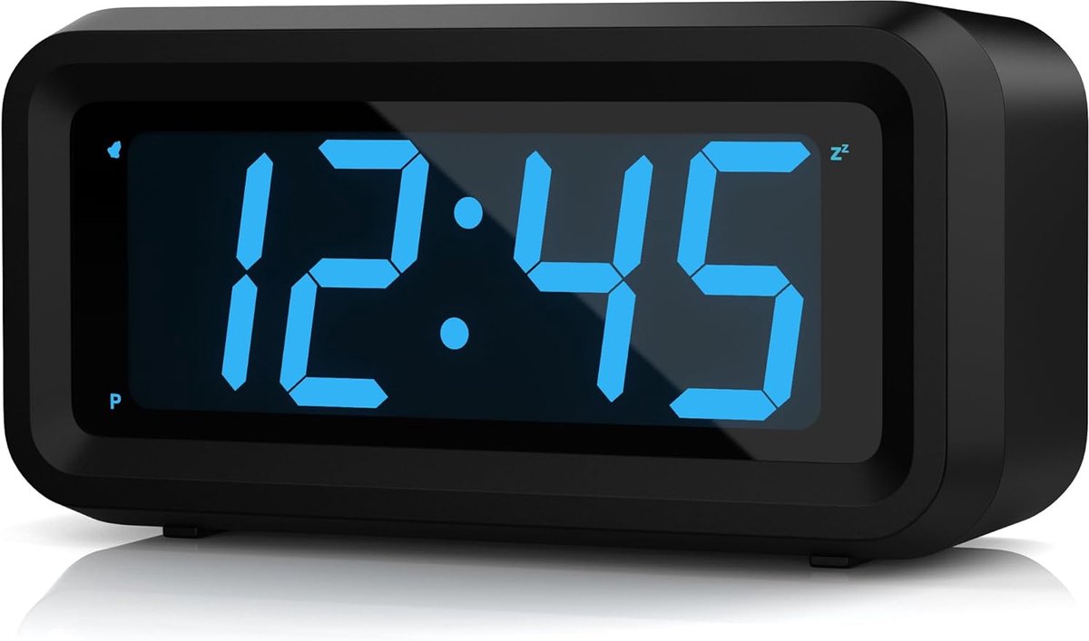 Thijox - Digitale Wekker met Groot 1,2 Inch LED Display, Instelbare Helderheid, Draadloze Klok voor Nachtkastje, Bureau, Reizen, Blauw, 12/24 Uur