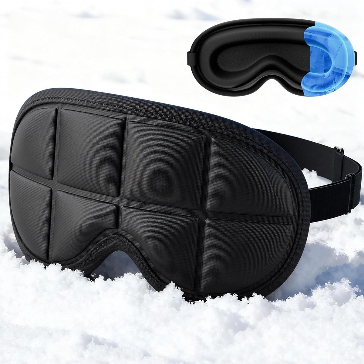 SnelShoppen - 3D Oogmasker met Gel Koelpads voor Mannen en Vrouwen, Slaap Oogmasker met Warm/Koud Therapie voor Zwelling, Kringen Onder de Ogen, Hoofd