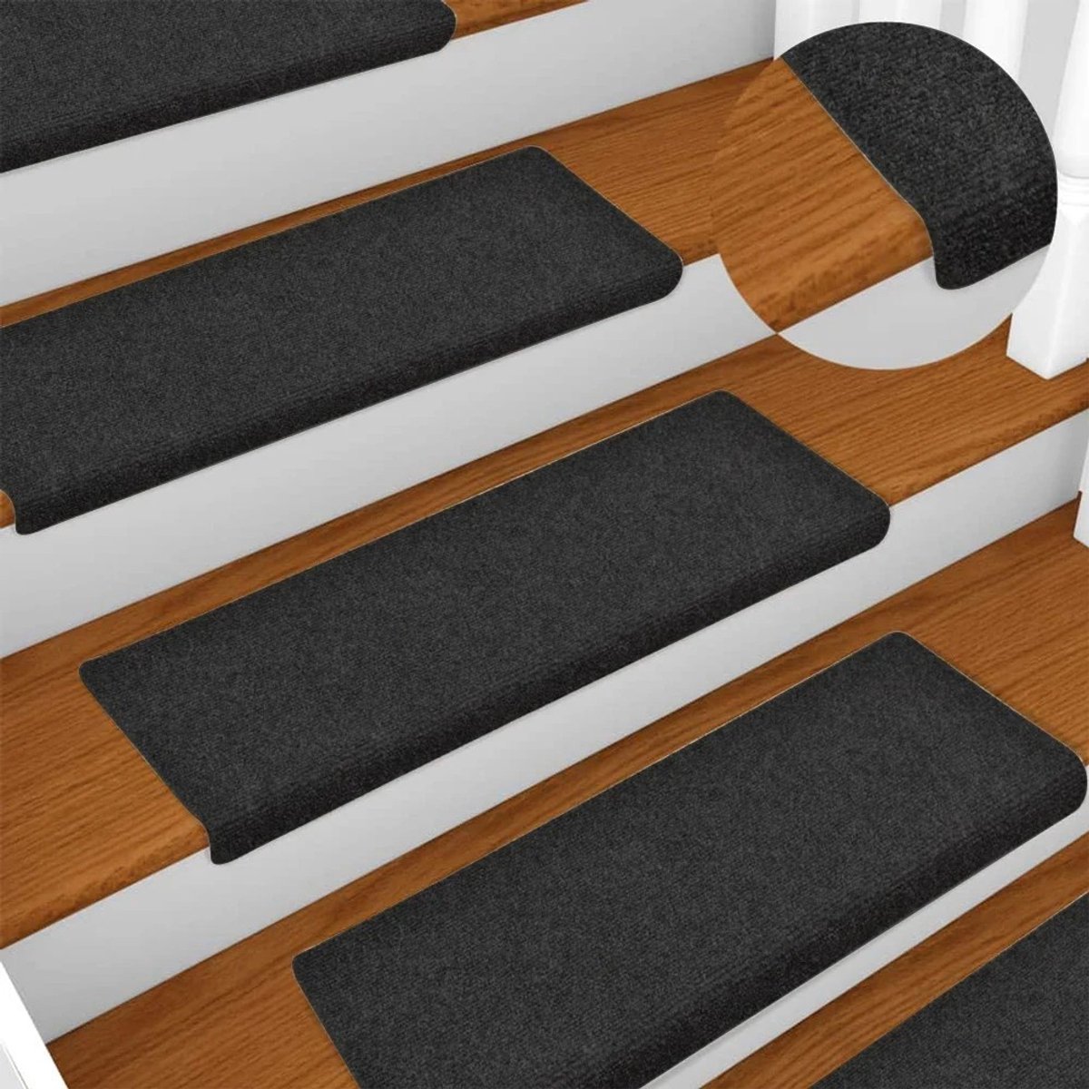 Dailygoods 15 stuks zelfklevende trapmatten, 65x25cm traptapijt, kan op maat worden gesneden, 100% polyester, veiligheid