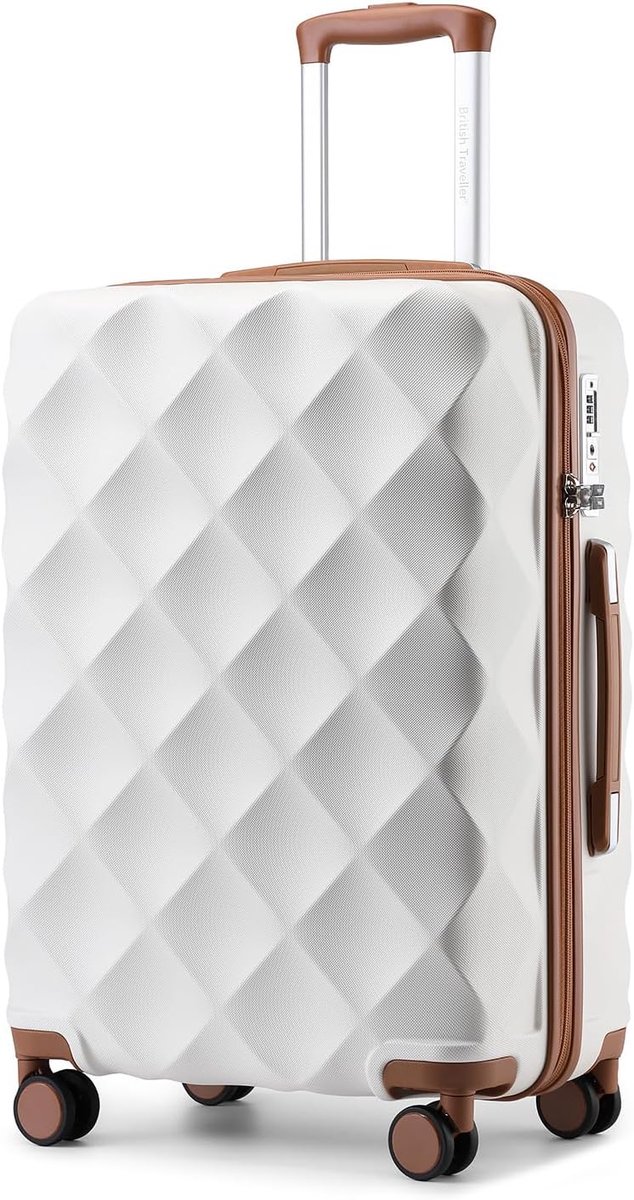 SnelShoppen - 24 inch Lichtgewicht Koffer Handbagage met TSA-slot - Cabine Koffer - 4 Wielen - Wit - Ideaal voor Reizen, Vakantie, Zakenreizen