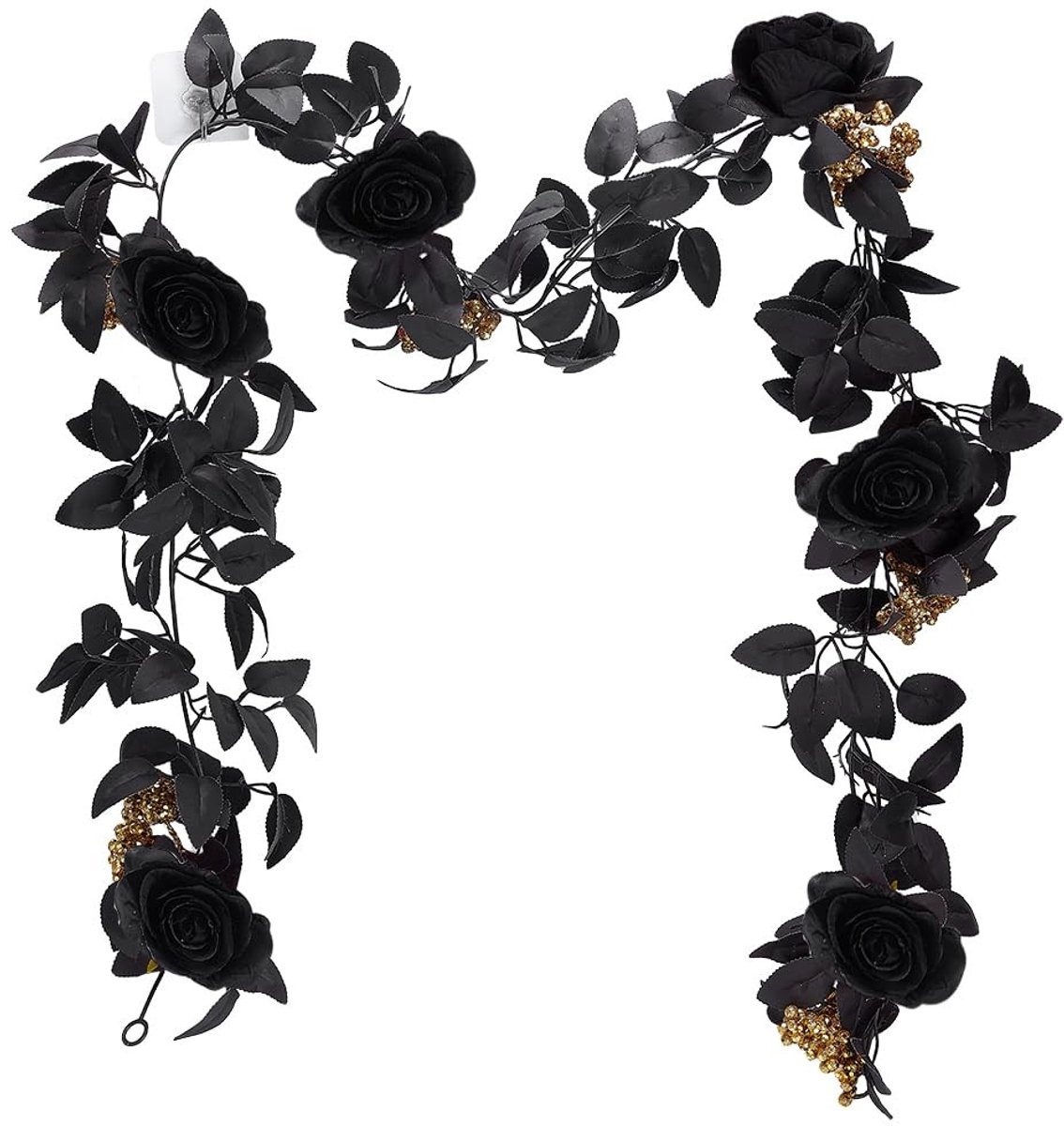 Dailygoods- Kunstmatige Roos 1,7 m - Zwarte Rozenwijnstok - Decoratie voor Tafel - Hanger voor Bruiloft - Onderhoudsvrij - Inclusief 2 Haken - Decoratieve Wijnstok