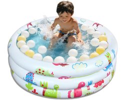 Kinderbadje, Ø 90 cm, rond, opblaasbaar kinderzwembad, mini-kinderbadje voor baby's, kinderbadje voor balkon, schattig babyzwembad om op te blazen, voor outdoor, tuin, strand