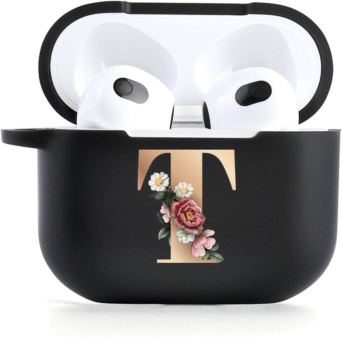 AirPods Hoesje - Oplaadcase Cover - Veilige Opslag - Met Karabijnhaak - Compact Formaat - Zwart