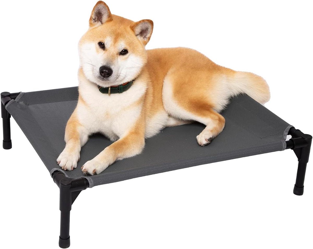 Verhoogd Hondenbed - Hondenmand Buiten - Koel en Comfort - Ademend Gaas - 61 cm - Grijs
