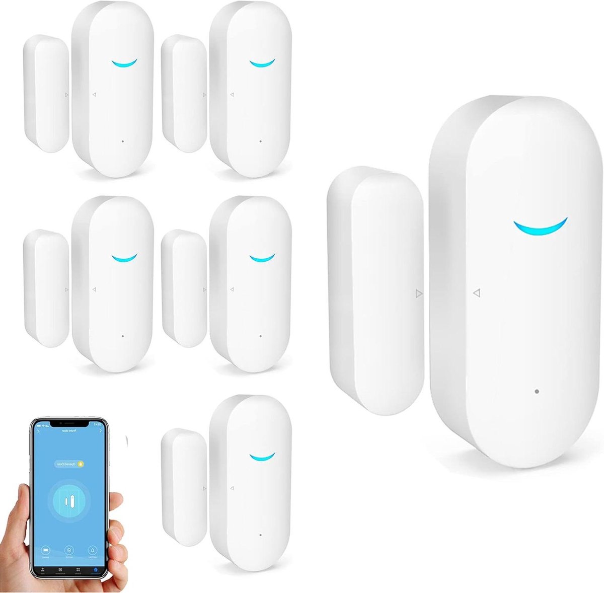 Slimme Deur Raam Sensoren - Alarm Systeem - Huis Beveiliging - Geen Hub Nodig - 6 Stuks - Wit