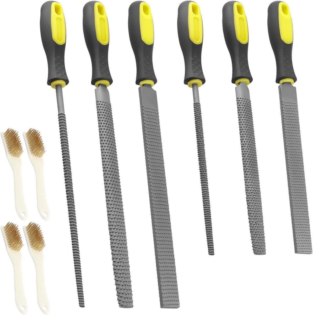 Vijlen en Raspen Set - Handgereedschap Set - Hout Bewerken - Ergonomische Handgrepen - 6 Delig 200/250mm - Grijs