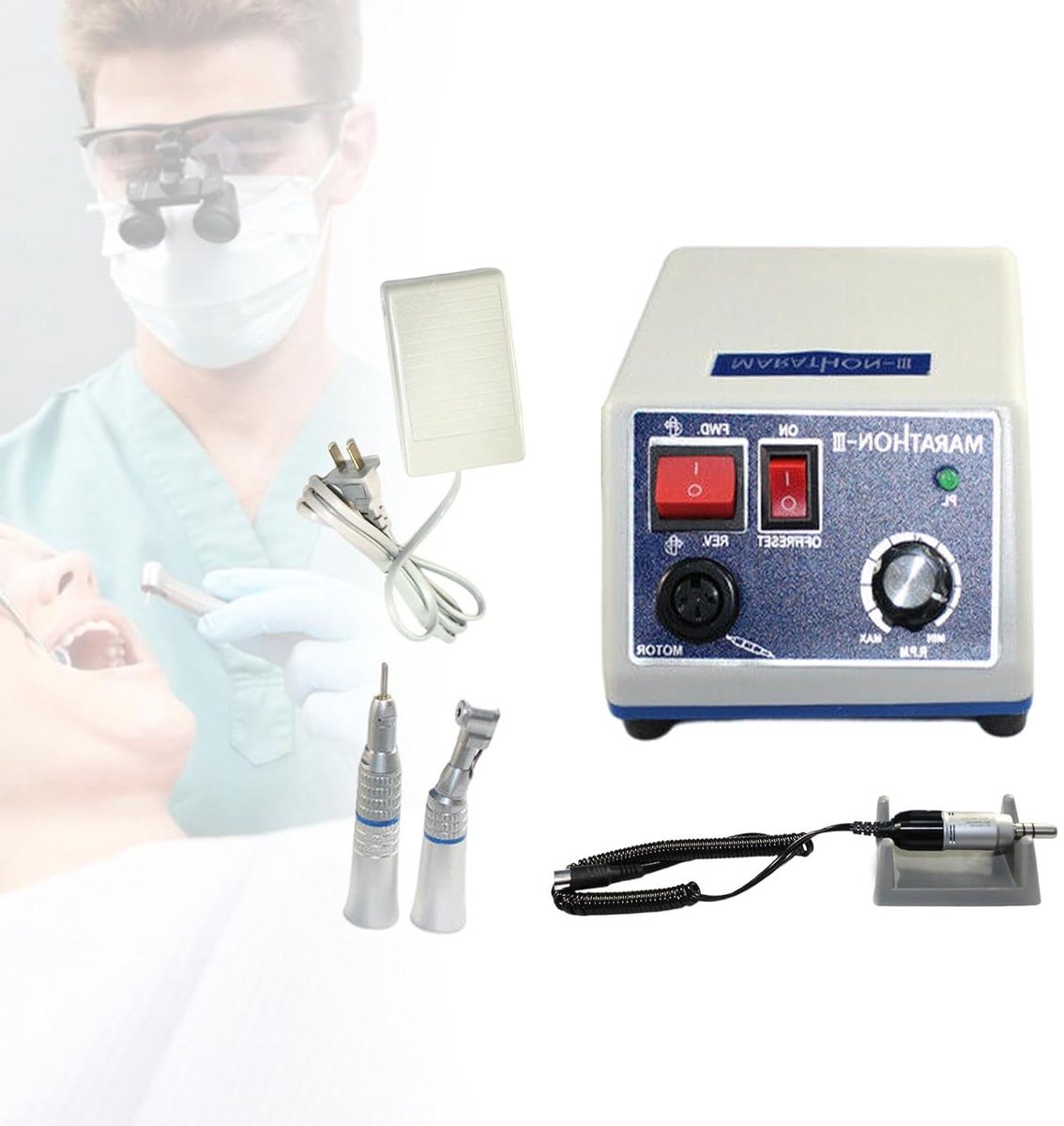 Micromotor Laboratorium - Tandtechniek polijstmachine - Precisie slijpen - 0-35.000 RPM - 180W - Zwart