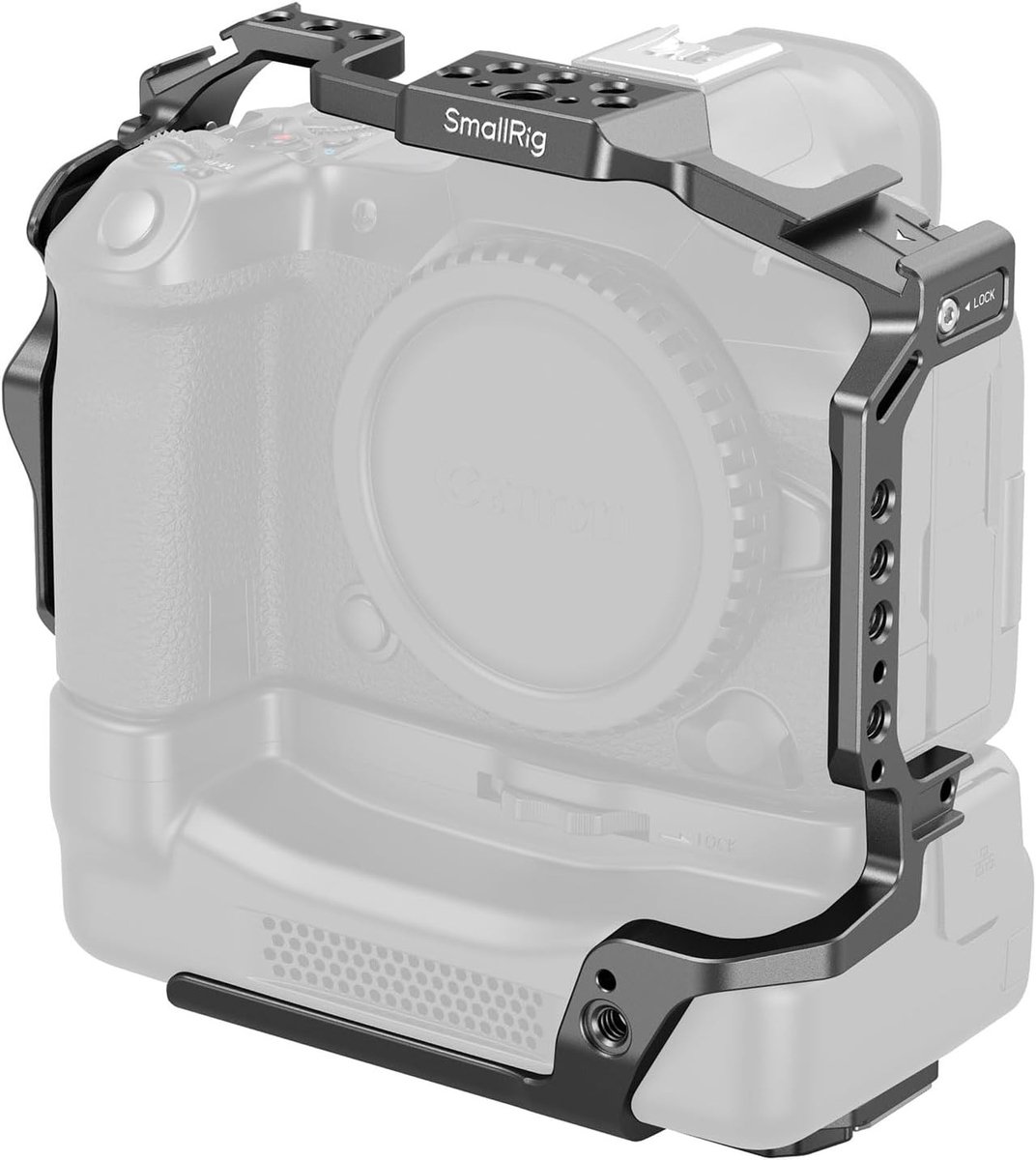 Cage voor Canon R5 Mark II met Compatibiliteit voor Arc Type Statief en Stabilizers zoals DJI RS 2, RSC 2 en RS 3 Pro - Inclusief CF-R20EP Koelventilator