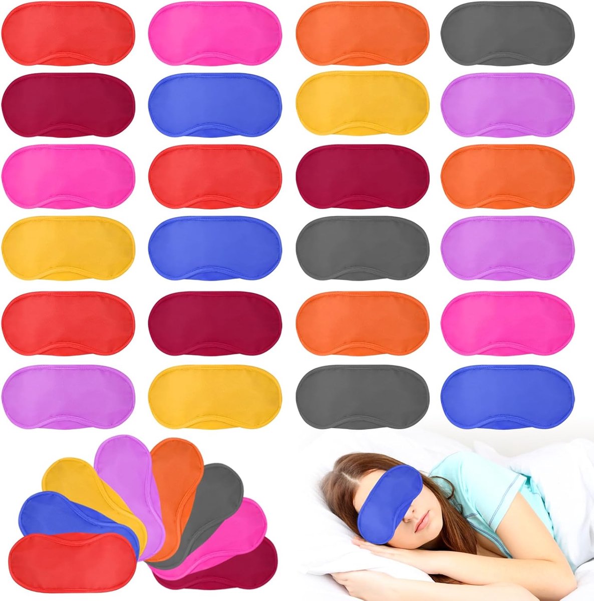 SnelShoppen - 40 Stuks Gekleurde Slaap Oogmasker Schaduw Cover - Slaapmasker voor Mannen Vrouwen Kinderen - Individuele Verpakking voor Vliegtuig Hote