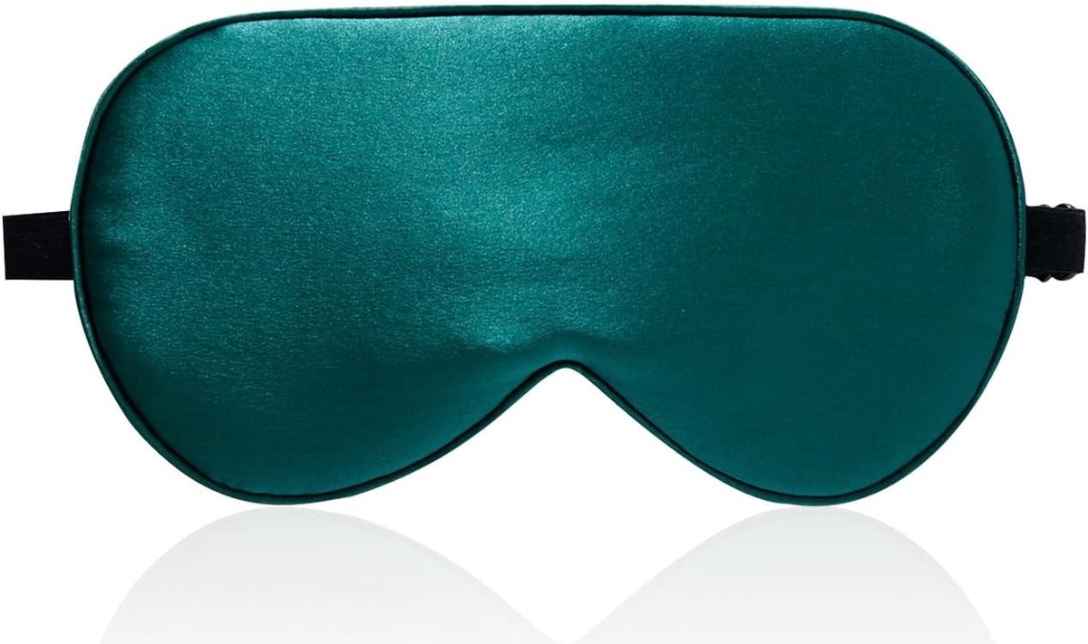 Thijox - 100% Natuurlijke Moerbeizijde Oogmasker voor Slapen met Reiszakje, Verstelbaar Slaapmasker, 19 Momme Biologische Zijde, Zwartachtig Groen voo