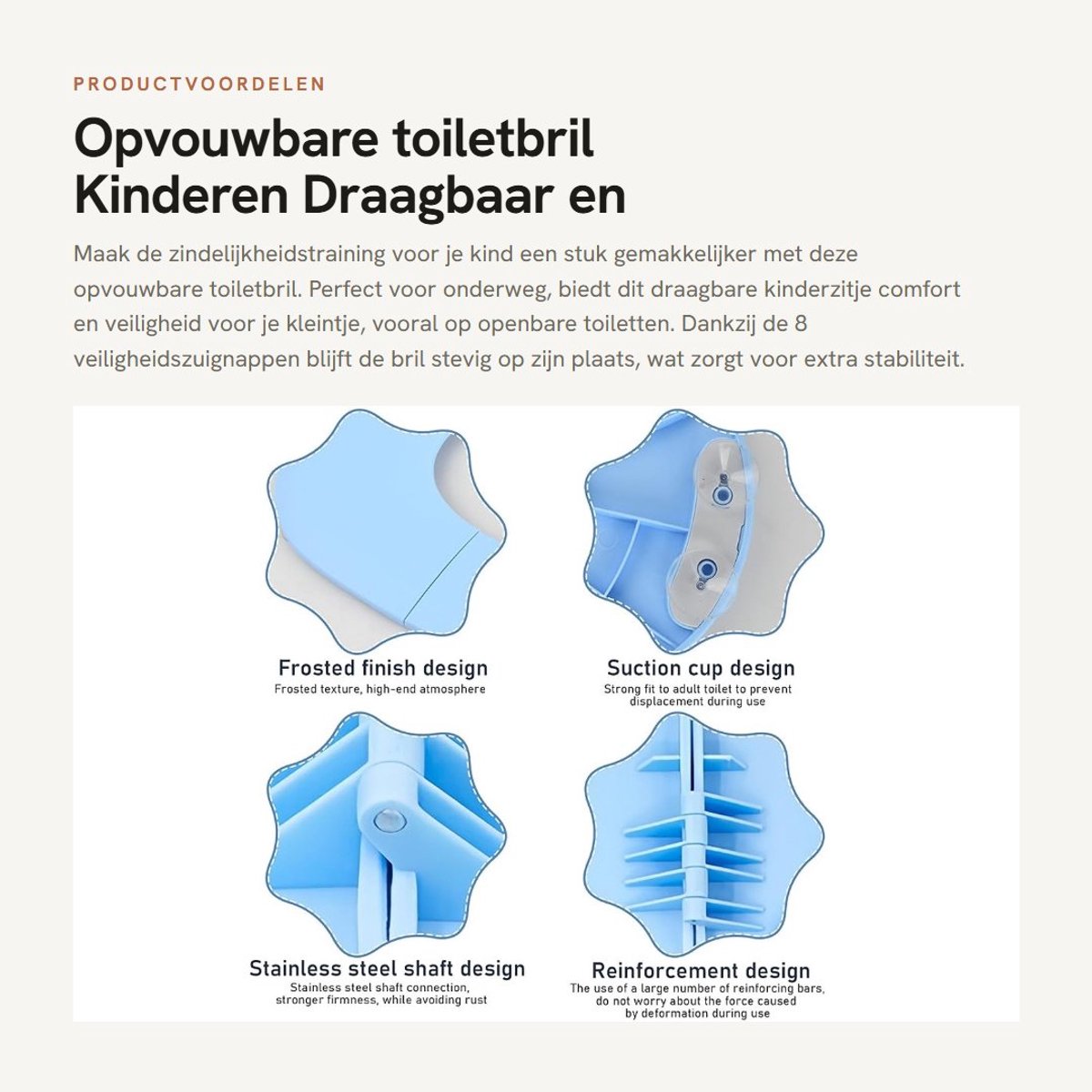 Inovra- Opvouwbare Toiletbril - Draagbaar - Antislip - 8 Veiligheidszuignappen - Gemakkelijk te Reinigen - Hoogwaardig PP-Materiaal - Kinderzitje