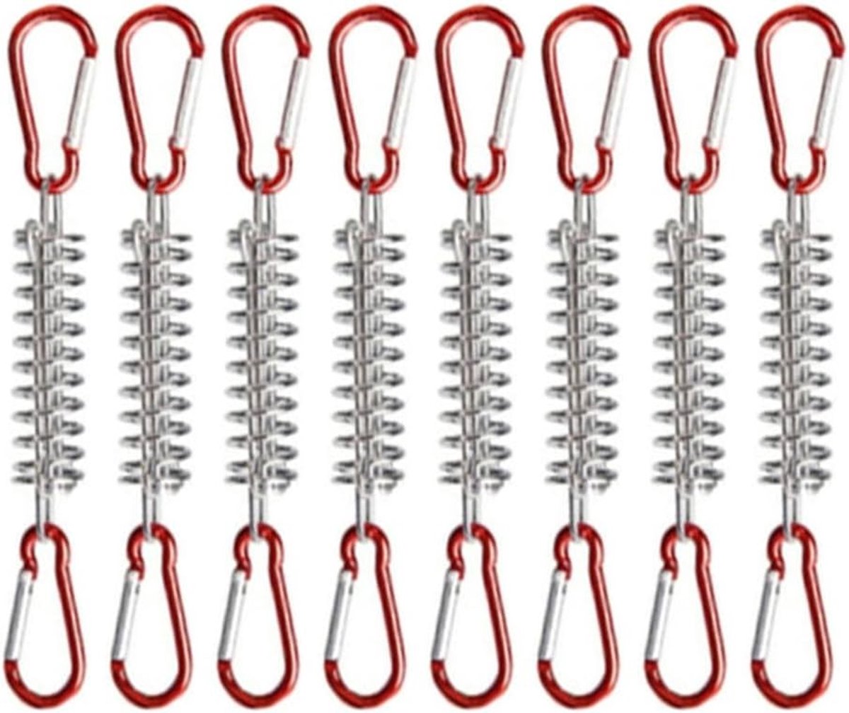 Set van 8 Spanningveren met 16 Karabinerhaken voor Tent, Luifel en Bevestigingsaccessoires voor Kamperen