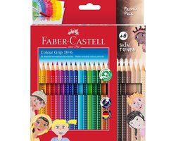 Thijox - Kleurpotloden Set Colour Grip 24-delig - Incl. 6 Huidskleur Kleurpotloden - Waterverwisbare Kleurpotloden voor Kinderen en Volwassenen - Crea