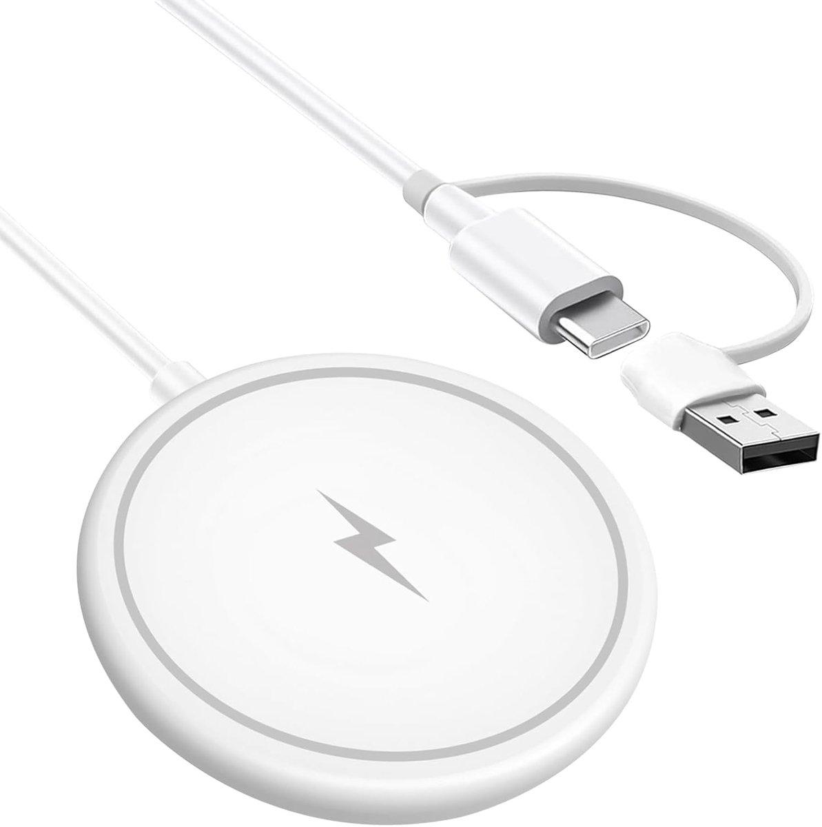 Thijox - Draadloze Oplader 15W Magnetisch voor iPhone 15, 14, 13, 12, 11, X, XS, XR, SE en AirPods Pro 2 - Ultradun, USB-C & USB-A, Veilig en Snel, Wi