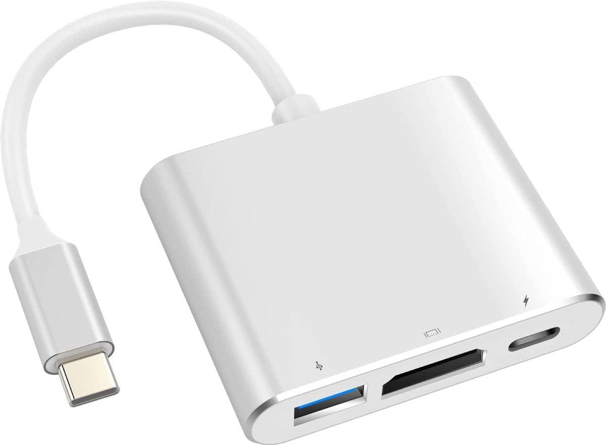 SnelShoppen - USB C naar 4K HDMI Adapter voor MacBook Pro/Air - 3-in-1 USB-C Multiport Adapter - 4K 60Hz Video Output - 100W Opladen - USB 3.0 5Gbps D