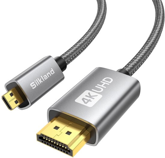 Thijox - Micro HDMI naar HDMI Kabel 3M, 4K@60Hz, Ondersteunt Ethernet, 3D, HDR, ARC, Compatibel met GoPro, Raspberry Pi, Sony Camera's