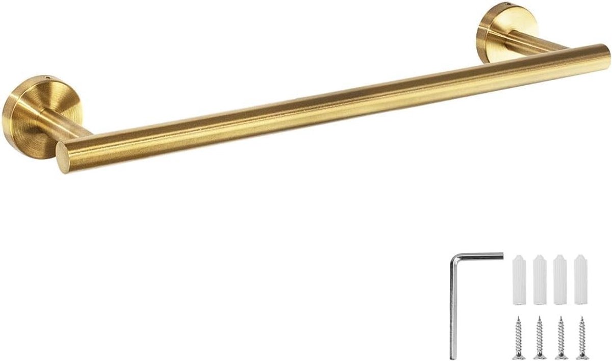 Handdoekrek 40CM in geborsteld goud - Wandhouder voor handdoeken, vaatdoeken en badkamers - Roestvrij staal 304, duurzaam en stijlvol