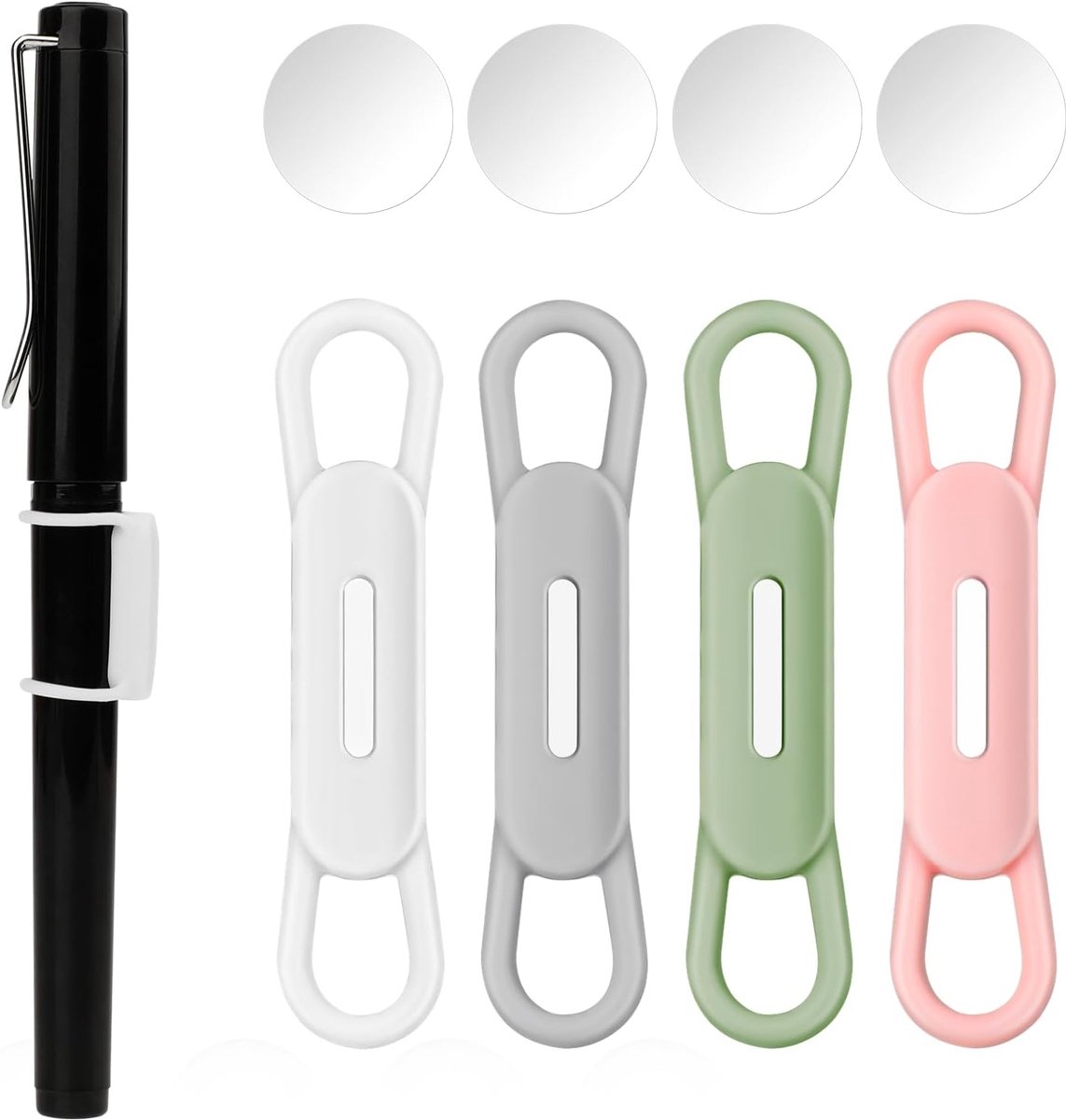 Thijox - 4 Stuks Magnetische Pennenhouders, Meerkleurig Siliconen, Draagbare Clip, Magnetische Potloodhouder voor Bureau, Koelkast en Whiteboards
