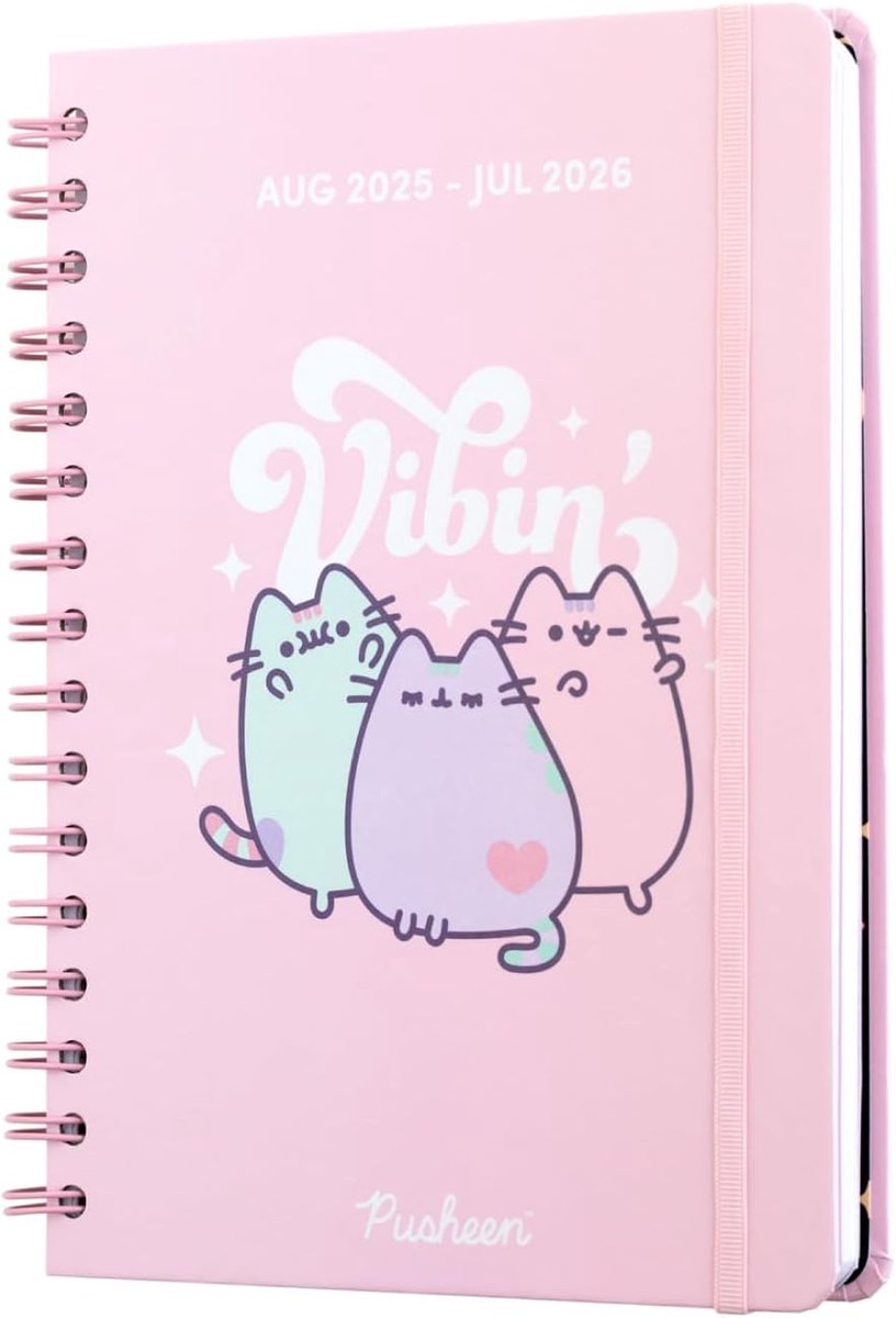 Thijox - A5 Academisch Dagboek 2025-2026 Weekoverzicht - Schattige Poes Stationery | Back To School Planner voor Studenten, Mid Year Agenda 2025 2026