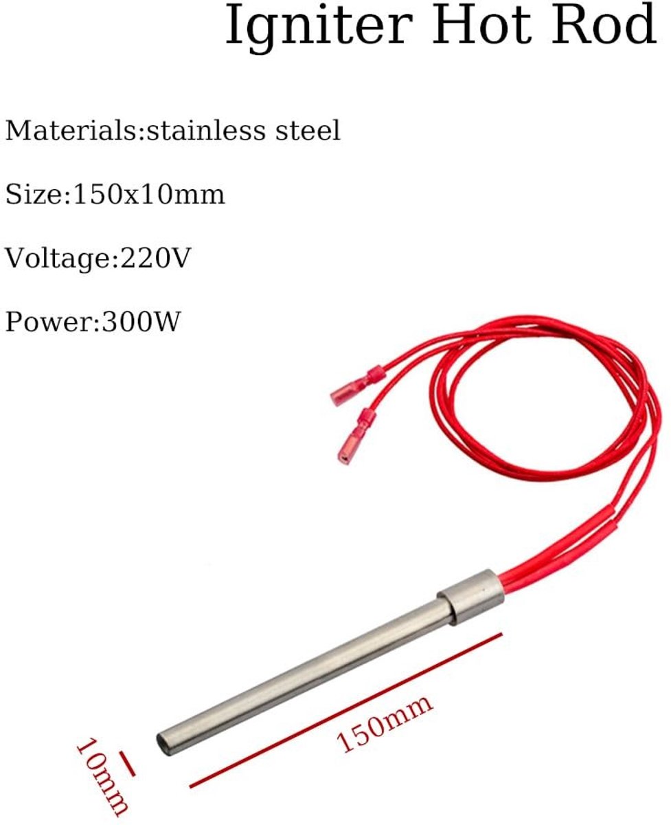 Inovra - Pellet Ontsteker - 300W 220V - Snelle verwarming - Rood - Verwarmingsbuis - Geschikt voor Pellet kachel - 150mm