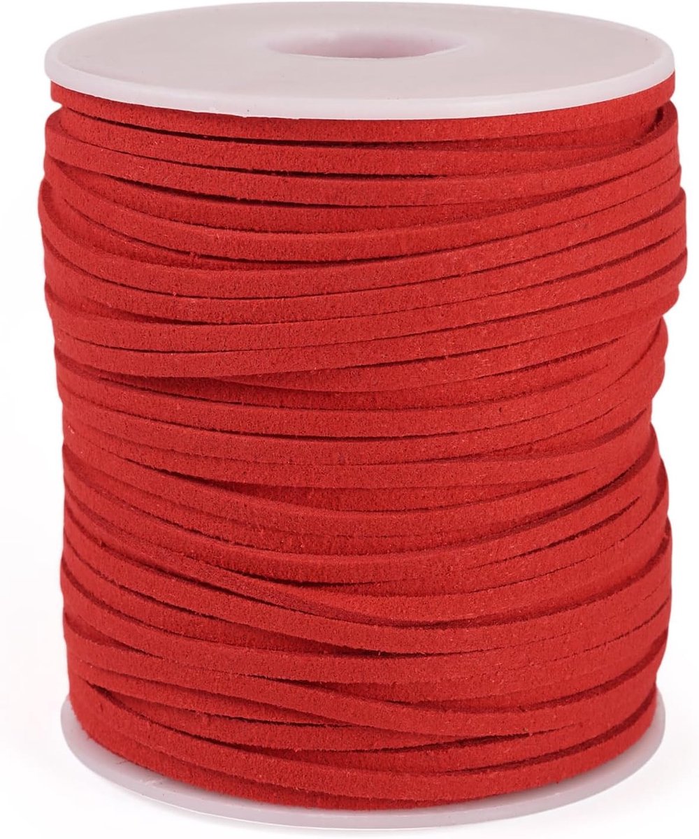 2,5 mm faux suède koord 45 m plat dun lederen macramé touw voor sieraden maken, armbanden en kunstambachten, rood