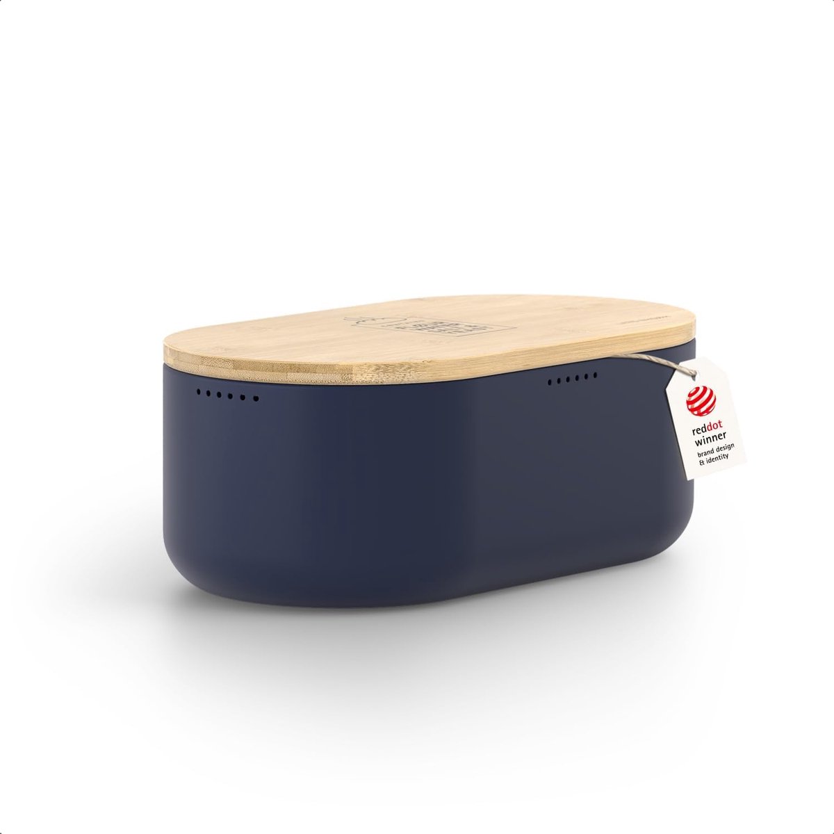Thijox - Metalen Broodtrommel met Bamboe Deksel en Snijplank - 35x19,5x13,5cm - Midnight Blue - Ideaal voor Keuken, Camping, en Dagelijks Gebruik