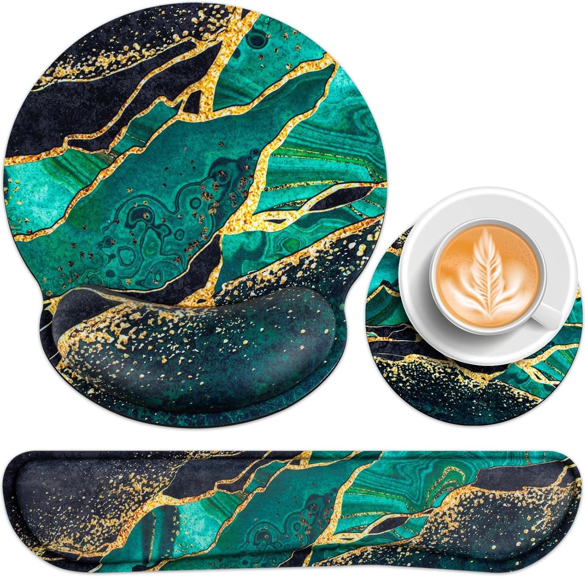 SnelShoppen - 3-in-1 Ergonomische Mouse Pad Set - XXL Handsteun met Gel Kussen, Polssteun voor Toetsenbord, Anti-slip, Geschikt voor Gaming en Thuiswe
