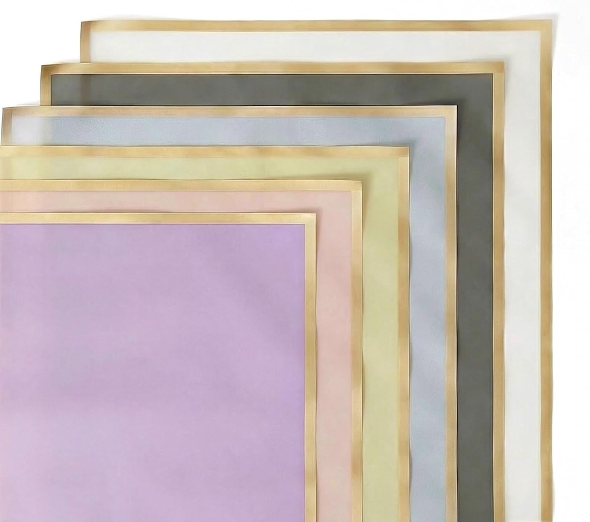 24 Stuks Waterdicht Bloemenpapier met Gouden Rand voor Bruiloft en Moederdag - Perfect voor DIY Handwerk en Geschenkverpakking (6 Kleuren, 56 x 76 cm)