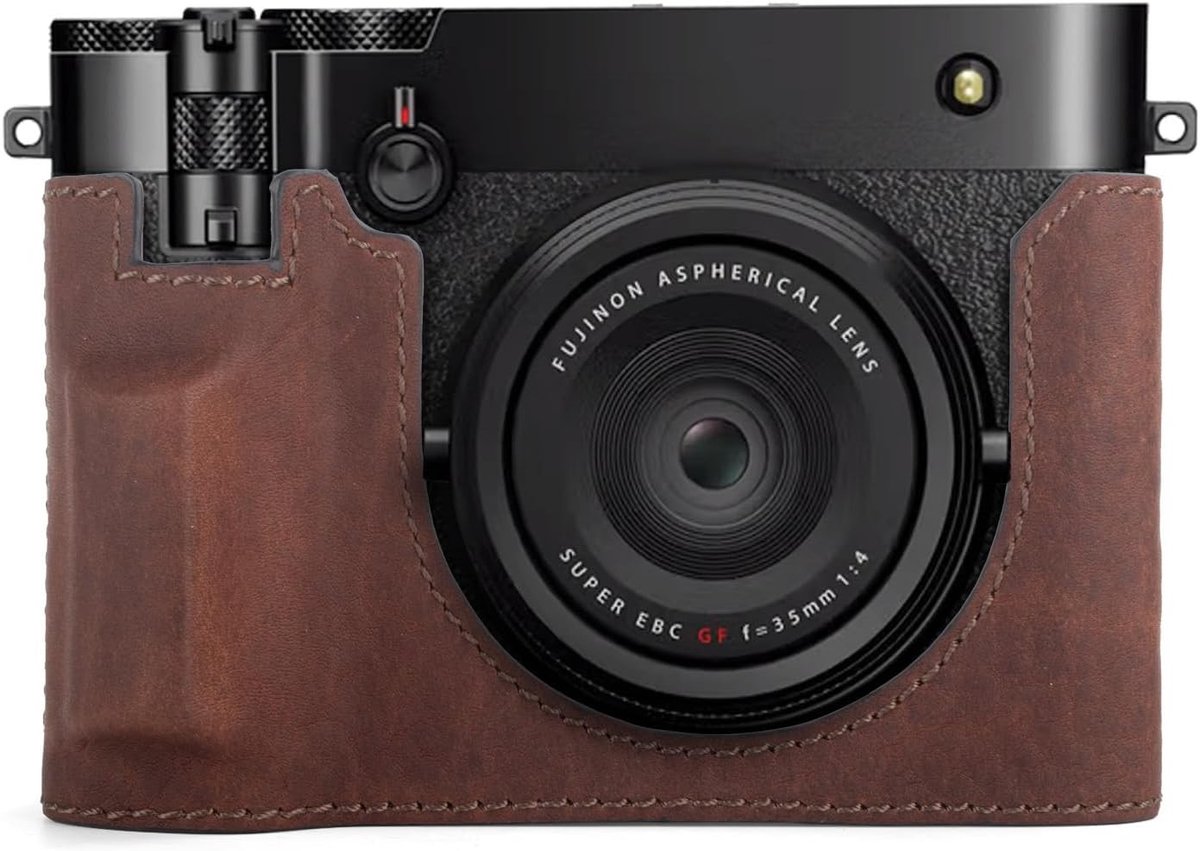 Leren cameratas voor Fuji GFX100 RF en GFX100RF, beschermende case met handvat en flip-bottom, bruin