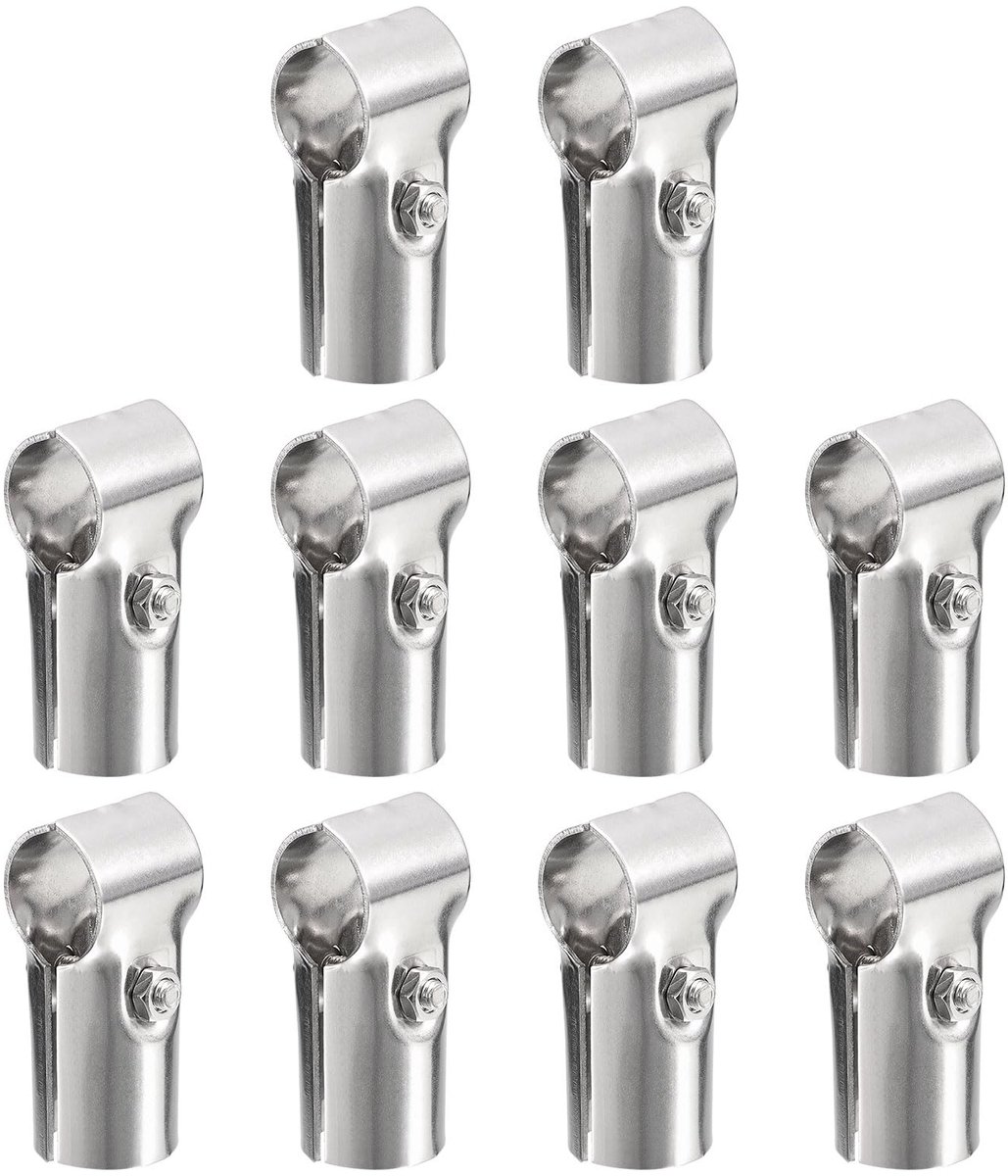 Buisklemmen 180° 2 Weg 10 Set Roestvrij Staal Hoekbevestiging Eindrails Klammer Past op AD 1" (25 mm) Buis Zilver