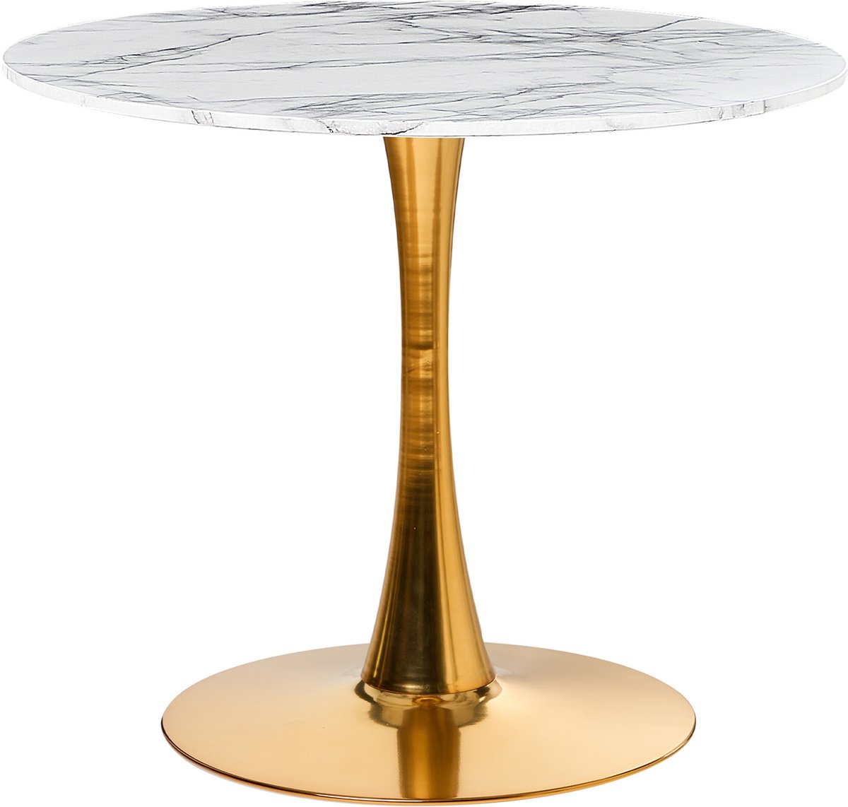 BOCA - Ronde eettafel - Wit/Goud - 90 cm - MDF