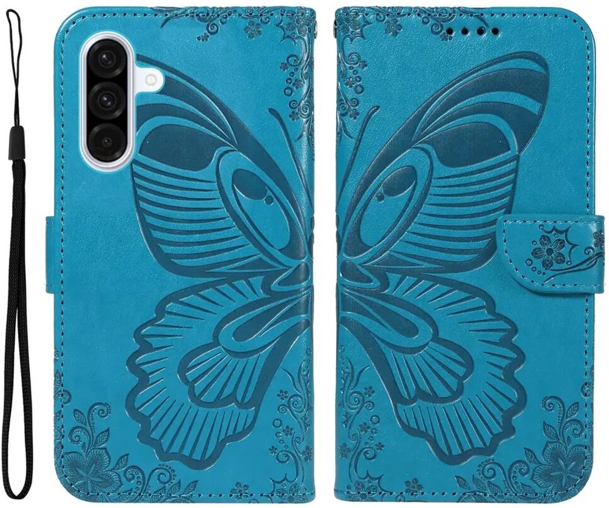 Hoesje Geschikt voor Samsung Galaxy A56 | Wallet Vlinder Book Case Kunstleer | Portemonnee | Standaard | Blauw