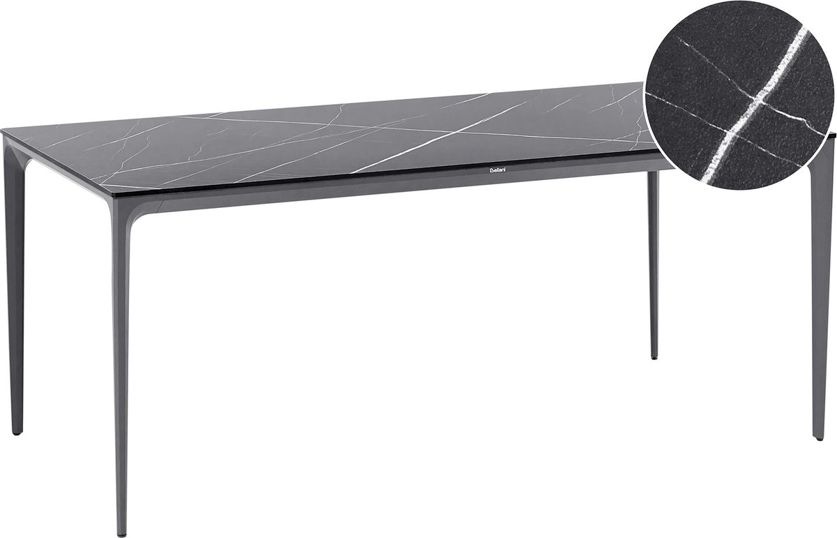 SOVARETO - Tuintafel - Donkergrijs/Zwart - HPL/Aluminium/marmer
