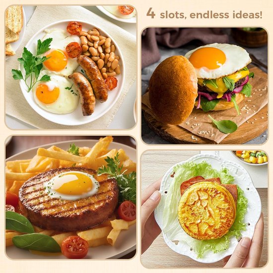 Pannenkoekenpan met gaten - Ontbijtpan koekenpan - Meerdere items bakken - Antiaanbaklaag - 4 compartimenten - Zwart — afbeelding 3