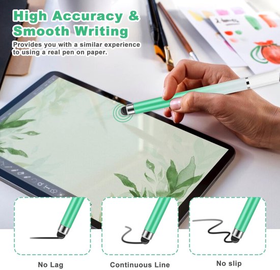 Dailygoods- Styluspen 2-in-1 - Dual-end Styluspennen - Siliconen en Kunststof - Voor Smartphone/Tablet - Universeel Touchscreen - 3 Stuks - Touchpen — afbeelding 4