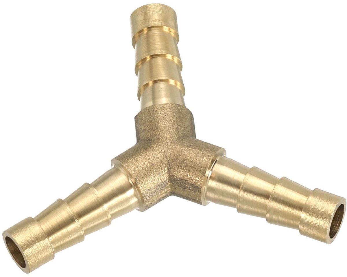 Dailygoods - PATIKIL 1/4 "Messing Slang Barb Fitting, Y Type Barb Union Fittings Metalen Splicer Mender Connector Prikkeldraad Adapter Luchtslang Reparatie Kit voor Water Olie Brandstof Gas