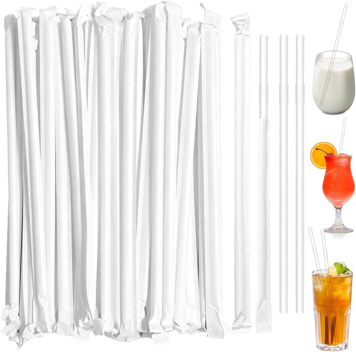 Dailygoods- Rietjes 50 stuks - Herbruikbare/Recyclebare Rietjes - Duurzaam - Voor Dranken/Sap/Melk/Thee - 20 cm Lang - Milieuvriendelijk - Drinken