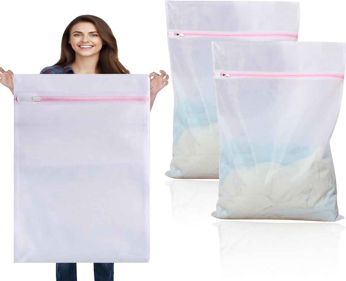 Thijox - 2 Stuks Grote Waszakken 90 x 110 cm, Wasnet XXXL voor Donsjassen, Gordijnen, Badhanddoeken, Tapijten, Ideaal voor Wasmachine en Droger