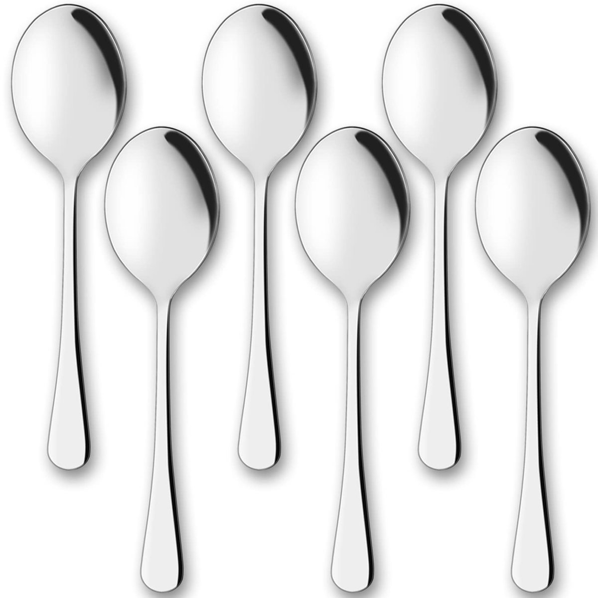 Dailygoods- Serveerset Roestvrij Staal - 6 Stuks - Soeplepel/Sla-lepel/Rijstlepel/Eetlepel/Tafellepel - 25 cm - Glanzend Design - Serveerbestek