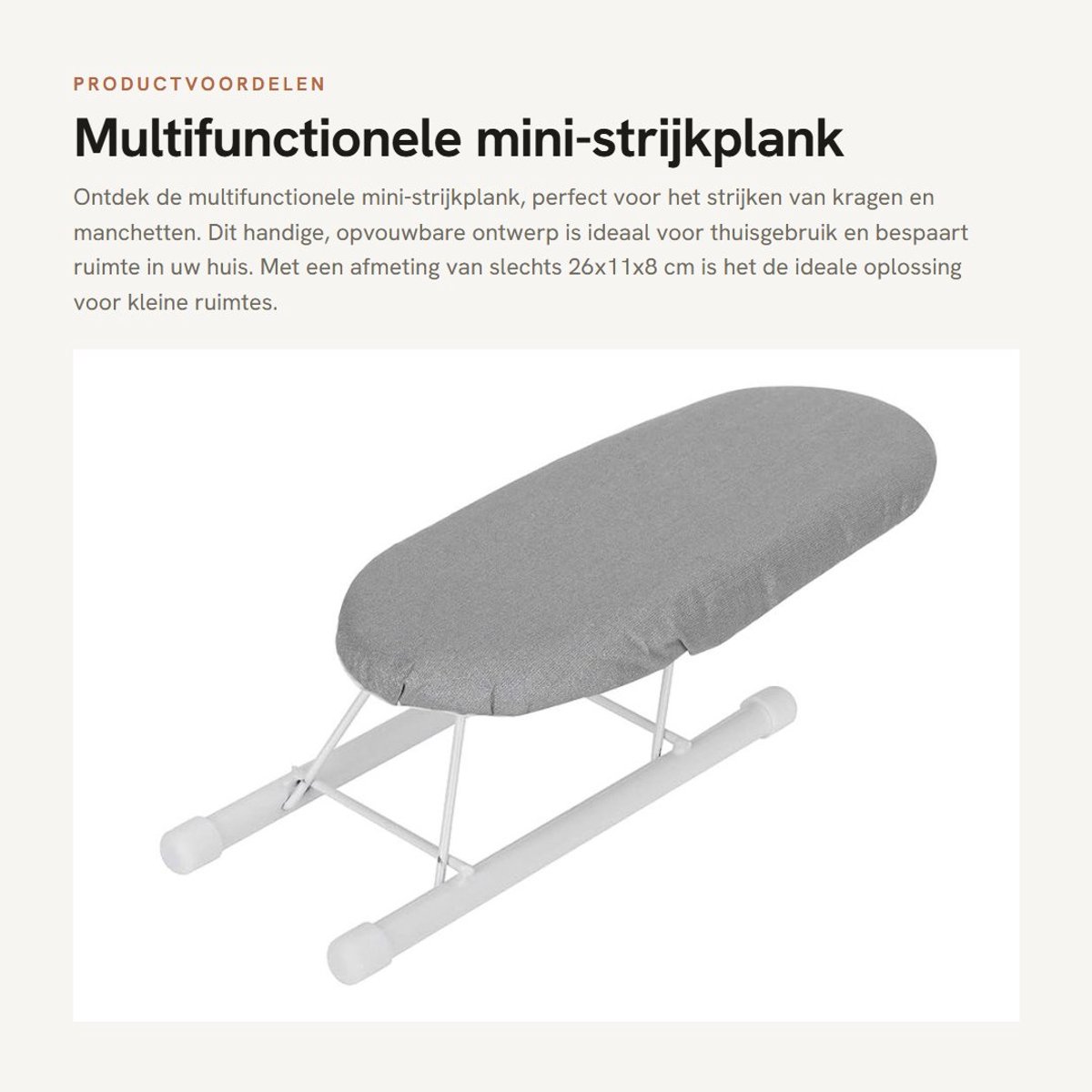Dailygoods- Strijkplank Opvouwbaar - Mini Strijkplank - Ruimtebesparend - Katoenen Buitenstof - IJzerbestendig Naaldvilt - 26x11x8 cm - Strijktafel