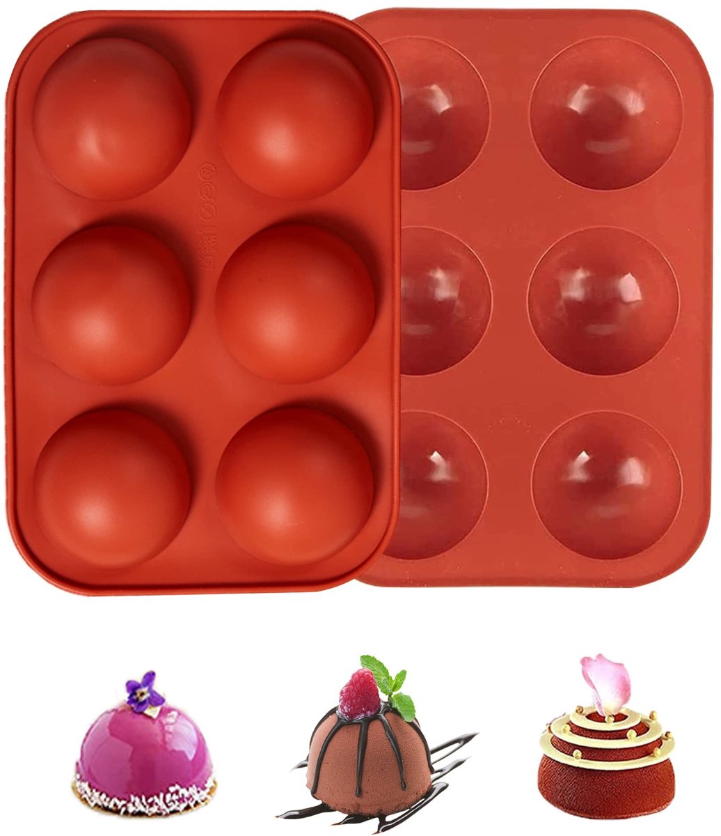 Dailygoods- Chocolademallen Halfrond - Siliconen Bakvormen - 6 Gaten Ø 5cm - Duurzaam - Antiaanbaklaag - Geschikt voor Koelen/Bakken - Siliconen Bakvorm