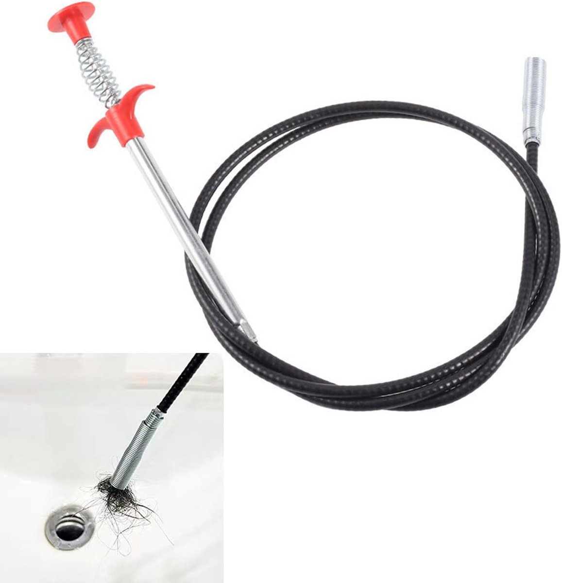 Thijox - Afvoerreinigingsspiraal 300 cm - Flexibele Buisreiniger met 4 Krallen - Ideaal voor Wastafels, Badkuipen en Toiletten - Hoogwaardige Klauwgri