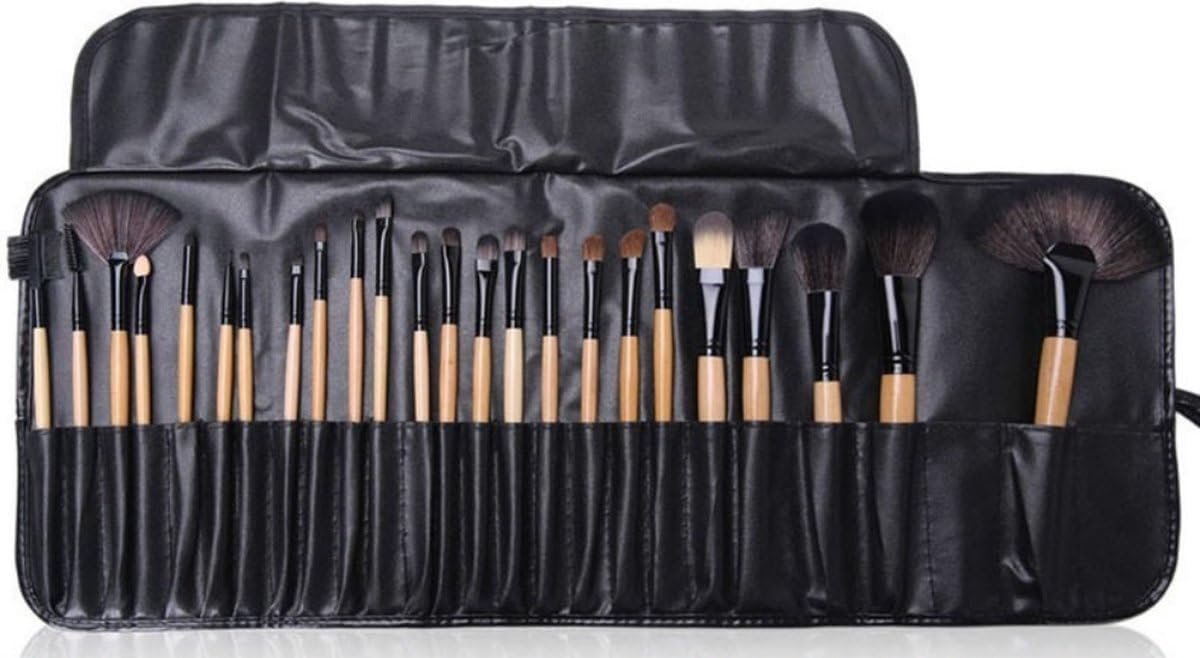 Thijox - 24-delige make-up kwasten set in lederlook etui - Professionele make-up applicators voor gezicht en ogen, geschikt voor elke gelegenheid