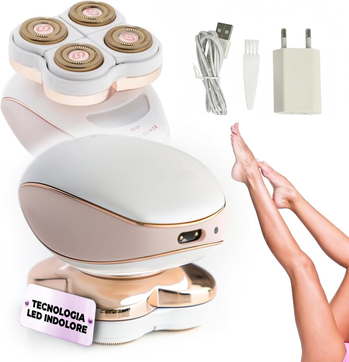 Thijox - Elektrische epilator voor dames, oplaadbaar, pijnloos, voor benen en lichaam met led-lampjes, ideaal voor thuisgebruik, comfortabel en effici