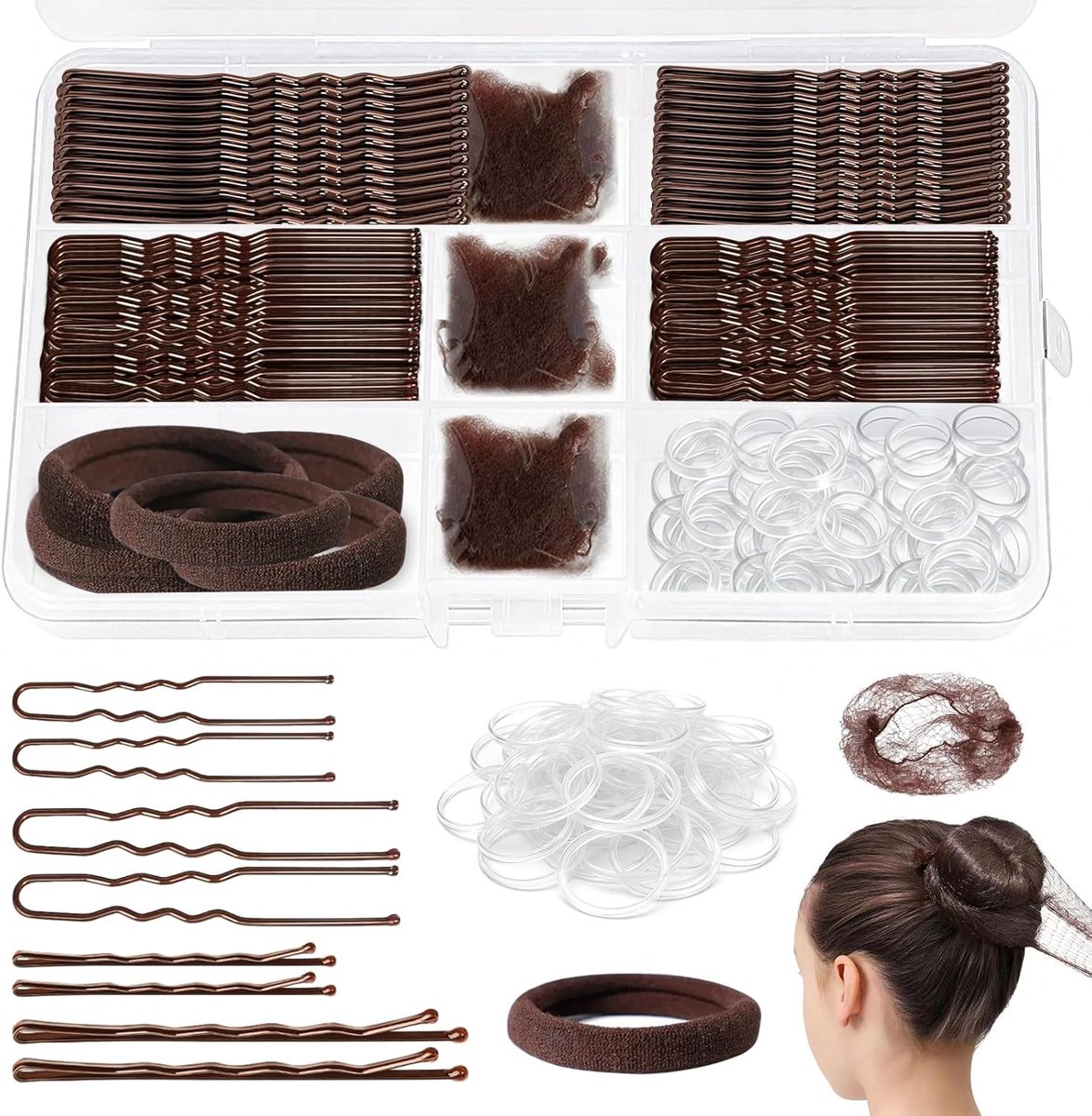 Sularpek 444 Piece Set of Hair Clips Hair Clips Hair Clips for Women, 150 U-Shaped Hair Pins, 125 Hair Clips, 150 - ShopVlot