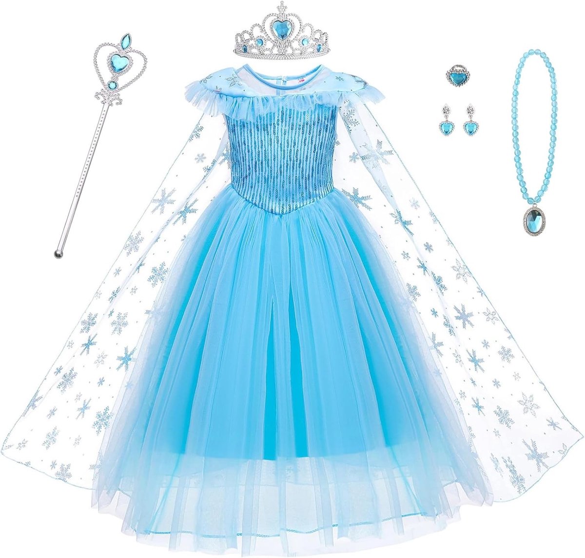 Meisjes Kostuum met Cosplay Accessoires voor Halloween en Carnaval - Prinsessenjurk voor Feestjes en Verkleedpartijen